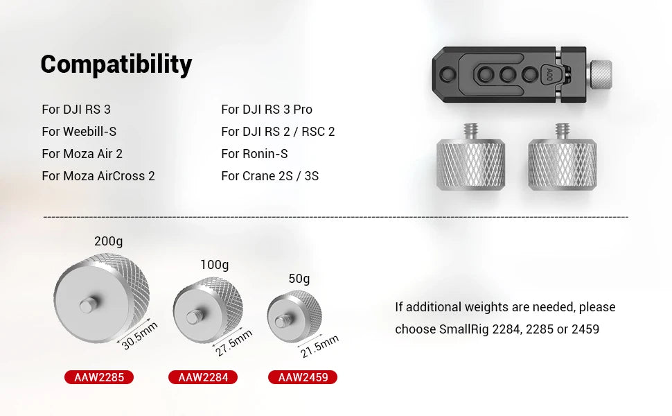 SmallRig Counterweight Kit for DJI RS 2 / RSC 2 / RS 3 / RS 3 Pro & for ZHIYUN Gimbals 3125