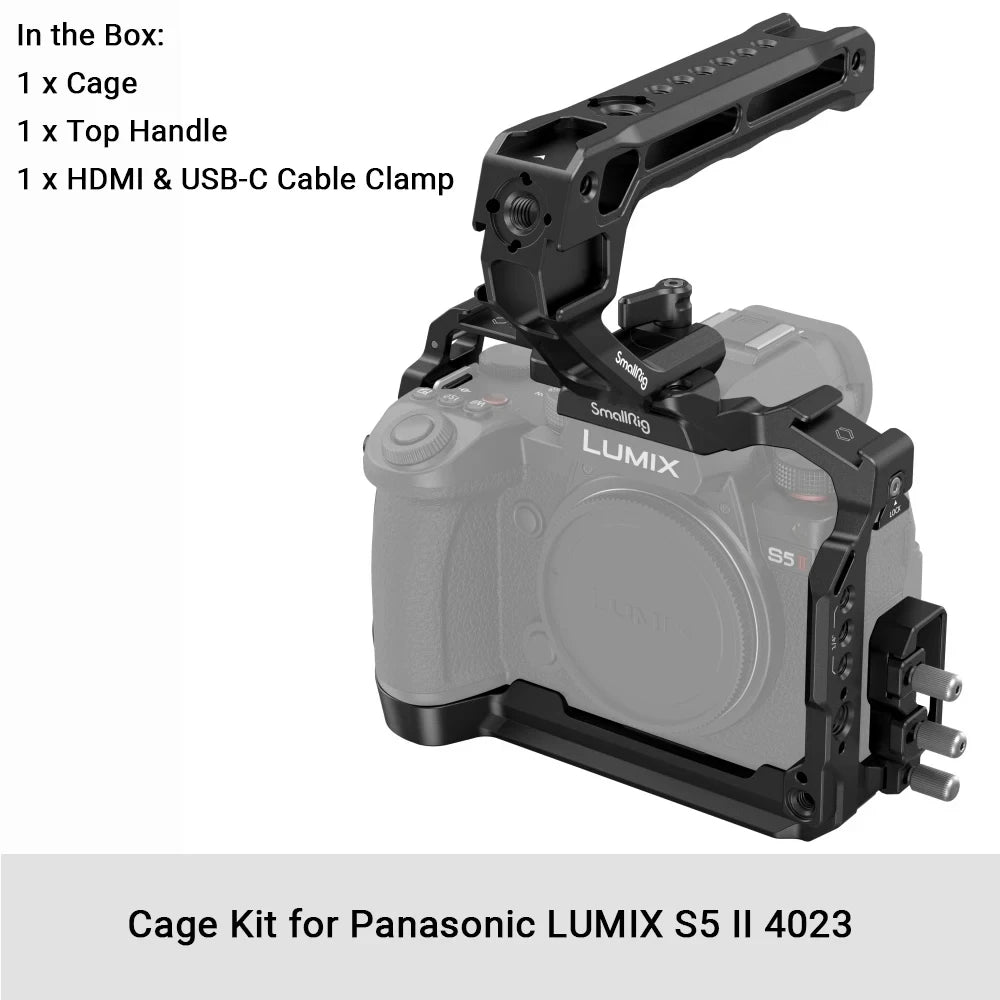 SmallRig Cage for Panasonic LUMIX S5 II Full Cage Kit with NATO Rails Cold Shoe Mounts Arca-Swiss Quick-Release Plate