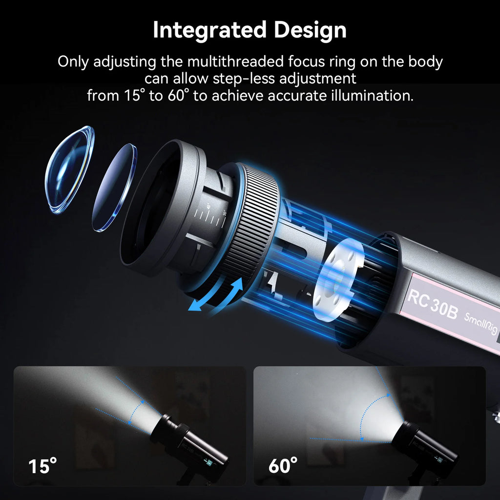 SmallRig RC 30B COB Light with 30W Beam Angle Adjustable Bi-color COB LED Video Light 2700K-6500K Ultra-high Brightness 4280