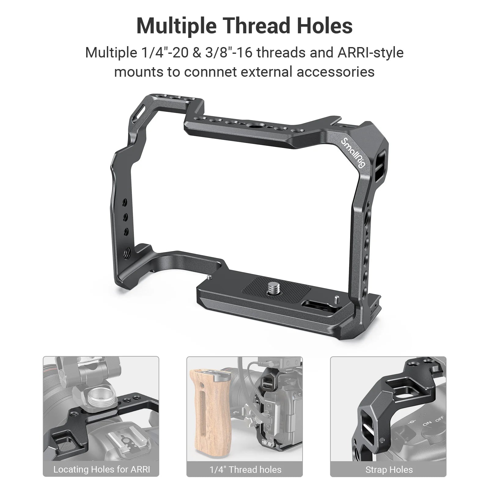 Jaula de cámara completa SmallRig para Canon EOS R5 y R6 tiene placa estilo Arca en la parte inferior con variedades de opciones de montaje 2982-España