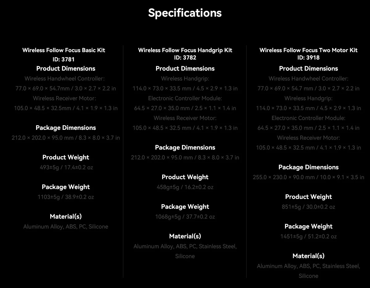 SmallRig MagicFIZ Wireless Follow Focus Handgrip Kit & Accesories