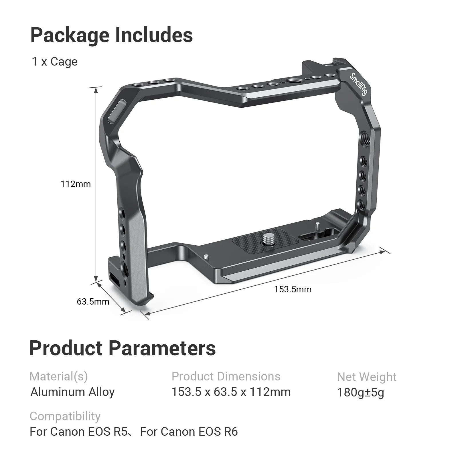 Jaula de cámara completa SmallRig para Canon EOS R5 y R6 tiene placa estilo Arca en la parte inferior con variedades de opciones de montaje 2982-España