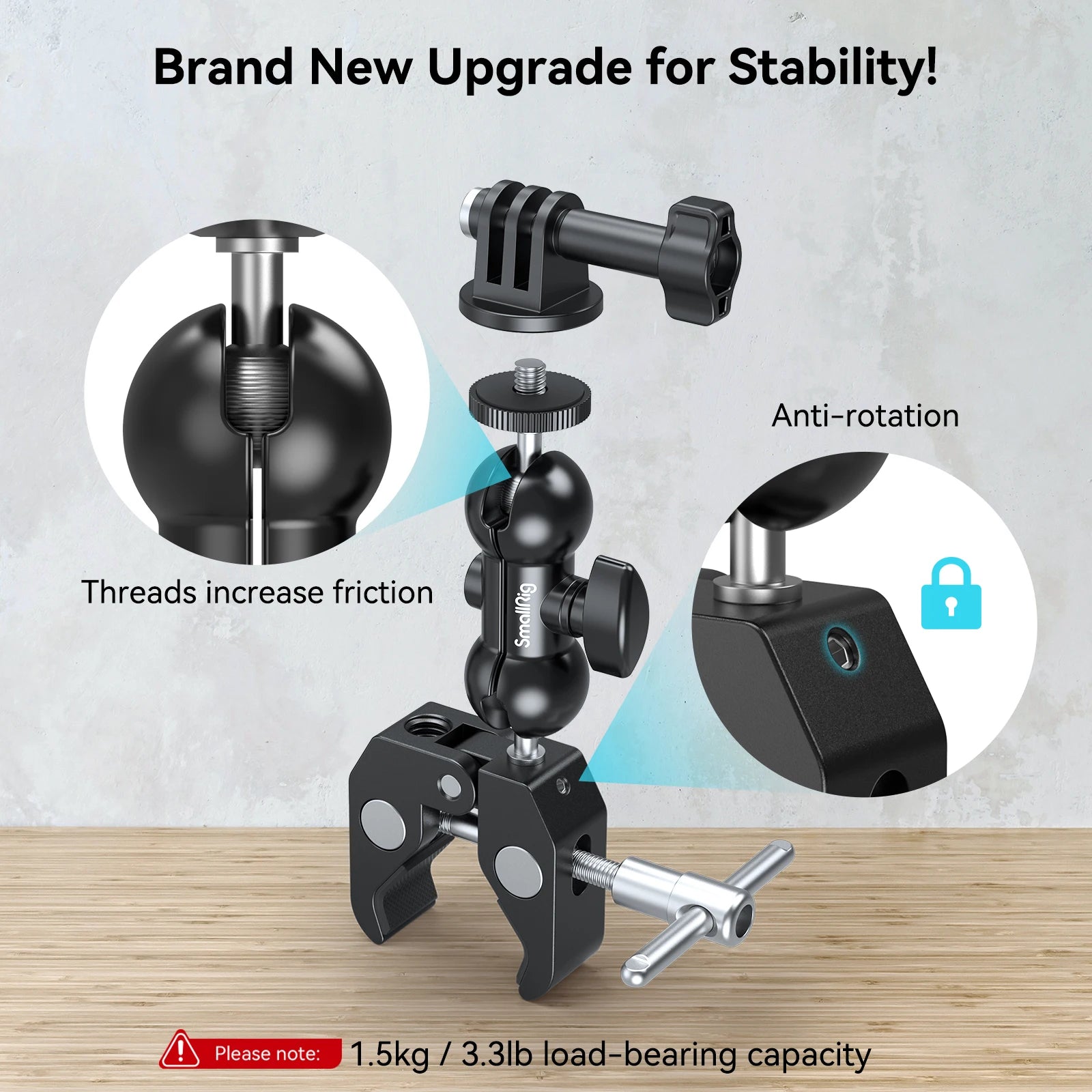 Kit de abrazadera en forma de cangrejo SmallRig con brazo mágico de cabeza esférica multifunción con abrazadera inferior para cámaras cardán DJI RS Monitor LCD