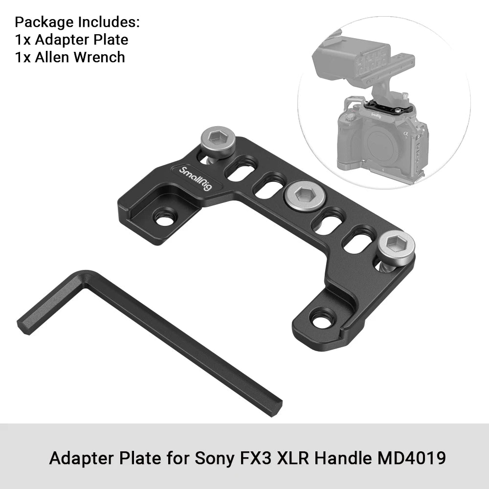 SmallRig Adapter Plate for Sony FX30 / FX3 XLR Handle for Sony A7 IV and A7S III MD4019 For Cages 3241, 3667, 2999, 3639, 3594
