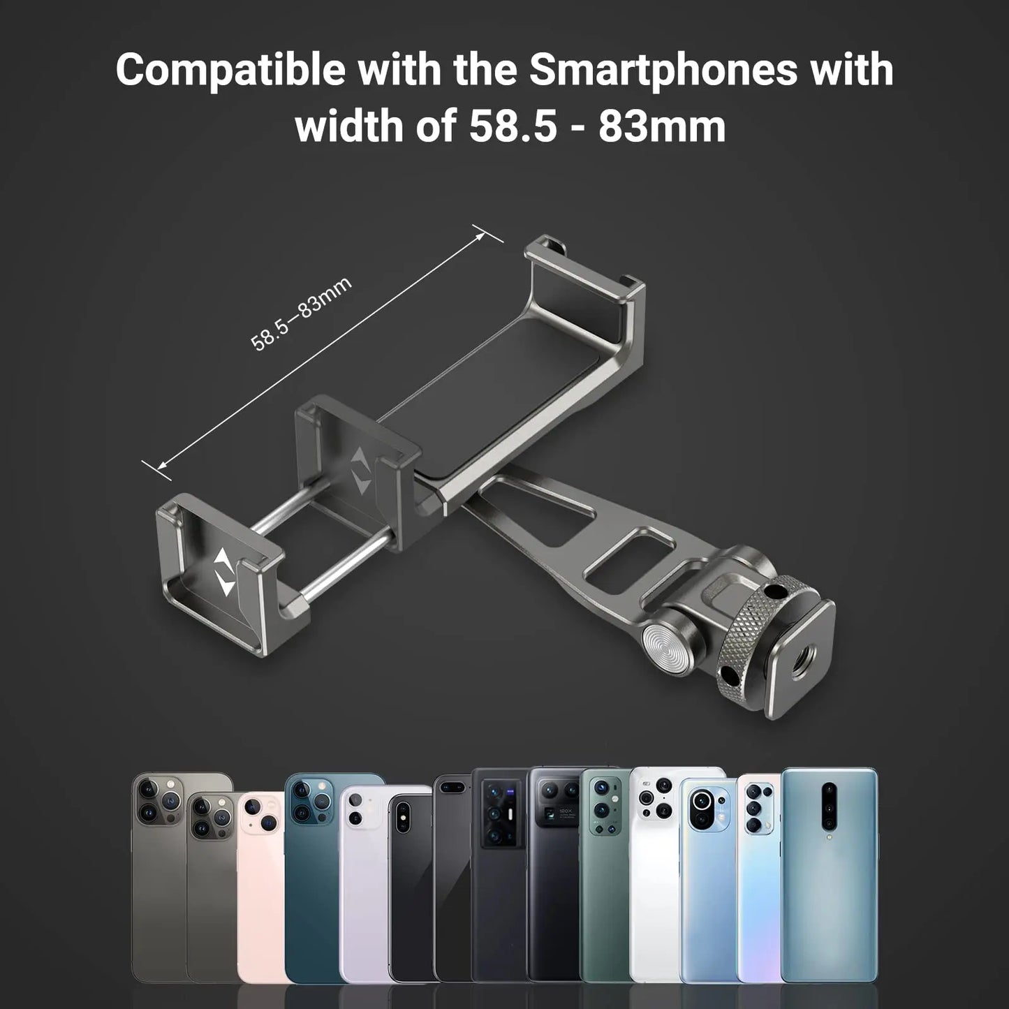 SmallRig Multifunctional Universal Metal Smartphone Holder with Cold Shoe Mount and 1/4"-20 Threaded Holes Portable 3559