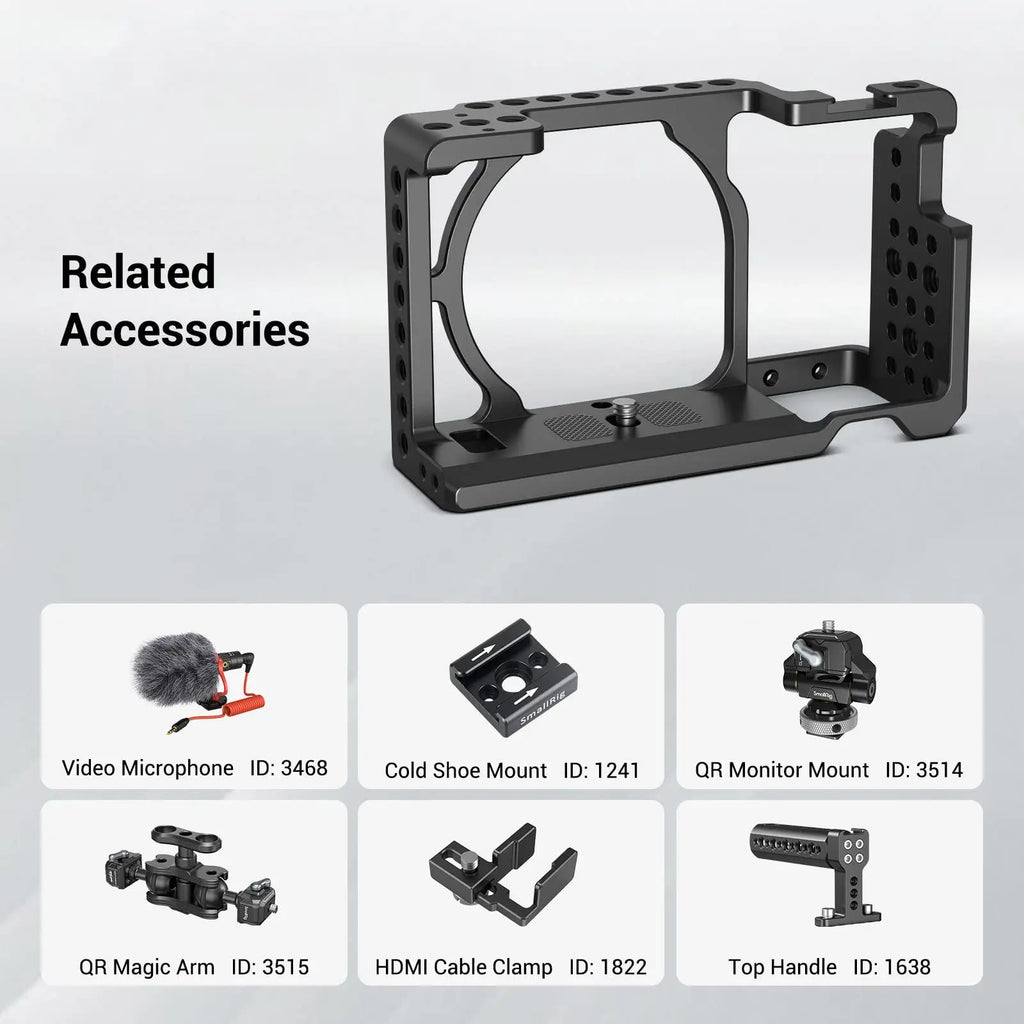 SmallRig Camera Cage only for Sony A6000 A6300 ILCE-6000 ILCE-6300 NEX7, A6000 Cage with 1/4" 3/8" Mounting Points and Cold Shoe