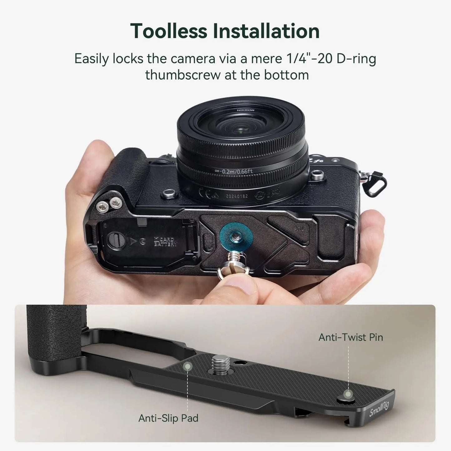 SmallRig Z fc Handgrip L-Shape Grip Holder for Nikon Z fc Camera, Retro-Style Side Handle with 1/4"-20 Threaded Hole, Cold Shoe