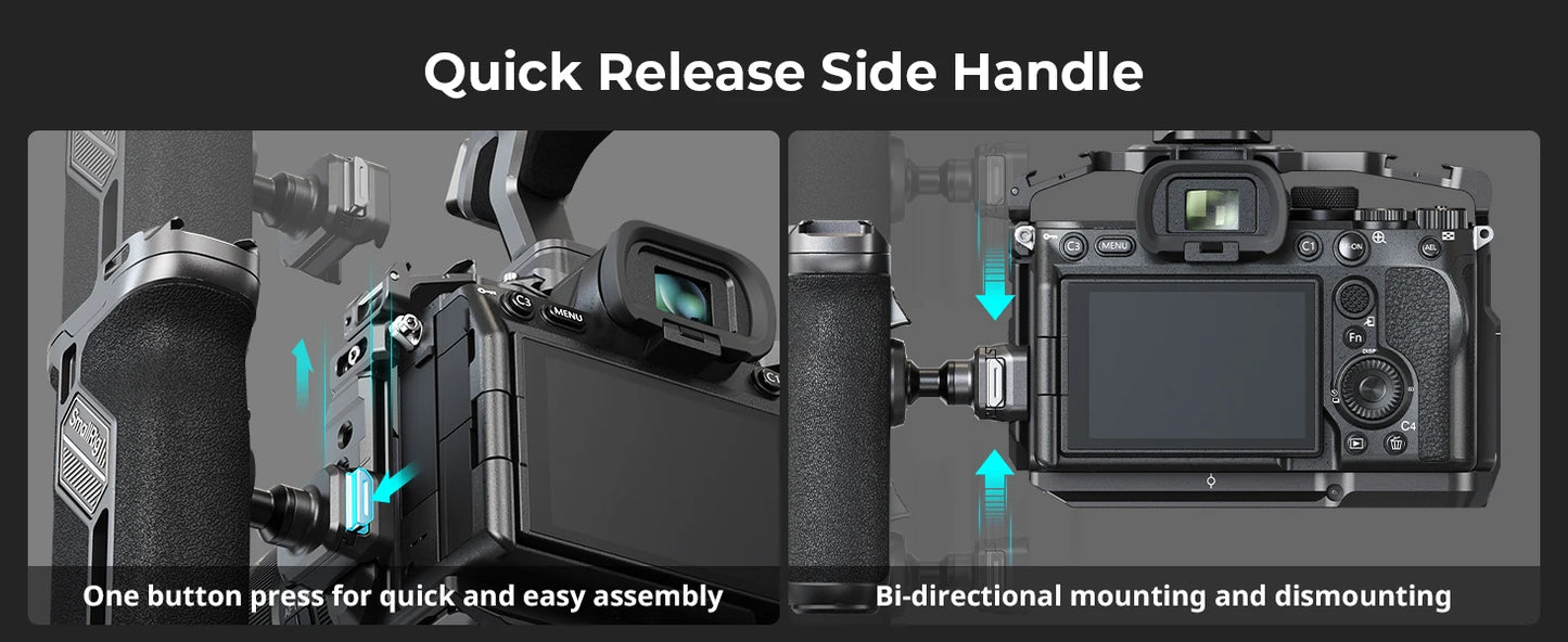 SmallRig HawkLock H21 Quick Release Rotating Side Handle Kit, Rotate 360° , Suit for H21 Quick Release Sliderl, Cages, Plates