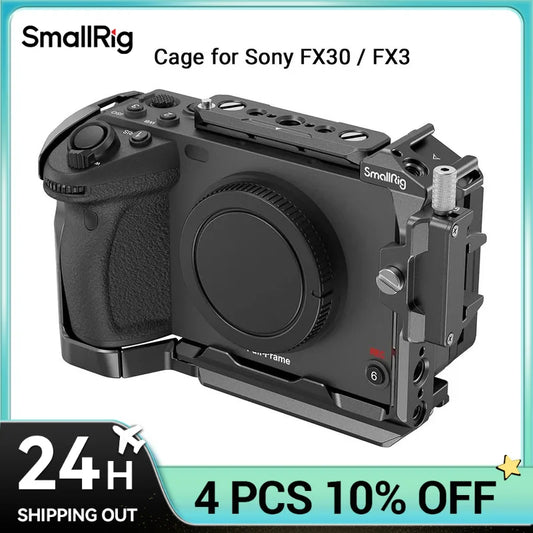 SmallRig Handheld Cage for Sony FX30 / FX3 ,Cage Kit with Hand Strap, With Quick Release Plate,With Cold Shoe Mounts, NATO Rails