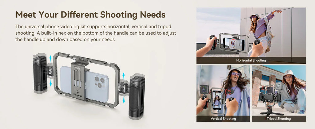 SmallRig Universal Phone Cage Smartphone Video Rig Kit with Handles, Handheld Filmmaking Vlogging Case