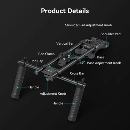 SmallRig Universal Shoulder Platform Kit Camera Shoulder Rig 15mm Rod Support System Camera for DSLR Camcorder 2896C