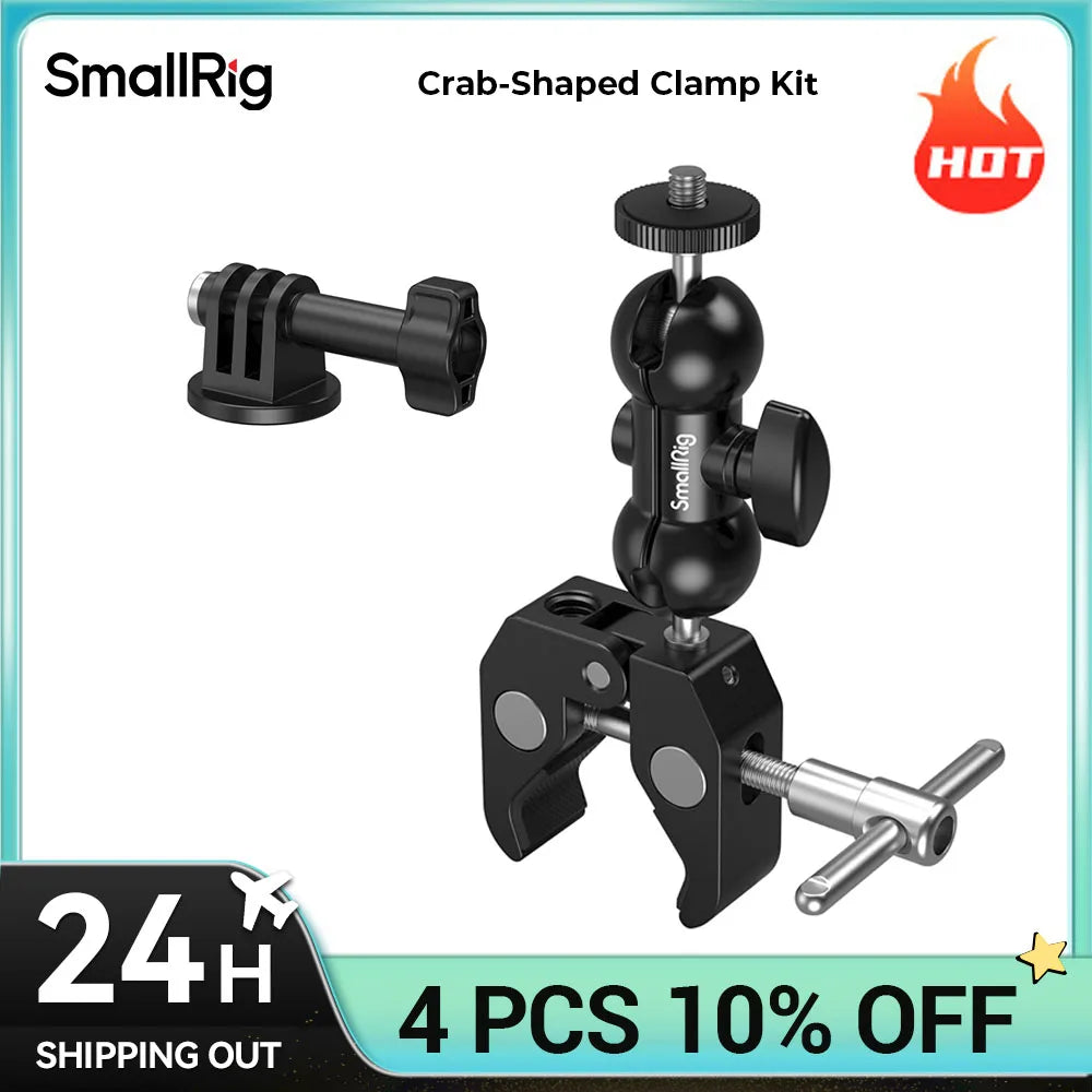 Kit de abrazadera en forma de cangrejo SmallRig con brazo mágico de cabeza esférica multifunción con abrazadera inferior para cámaras cardán DJI RS Monitor LCD