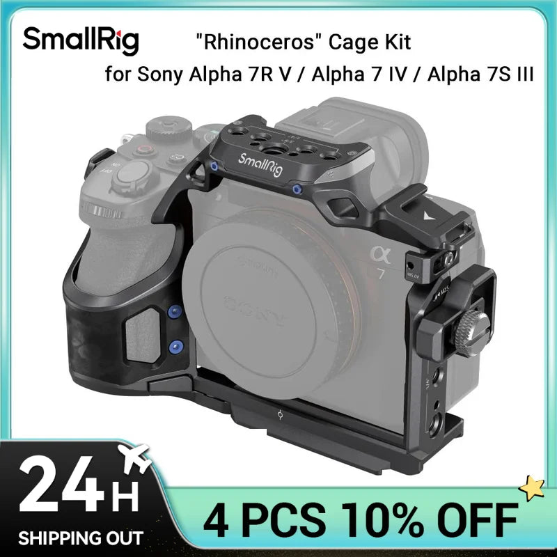 SmallRig A7R V/A7 IV /A7S 3 Cage for Sony Alpha 7R V/ Alpha 7 IV/Alpha 7S III "Rhinoceros" Cage Kit with Cable Clamp - 4308