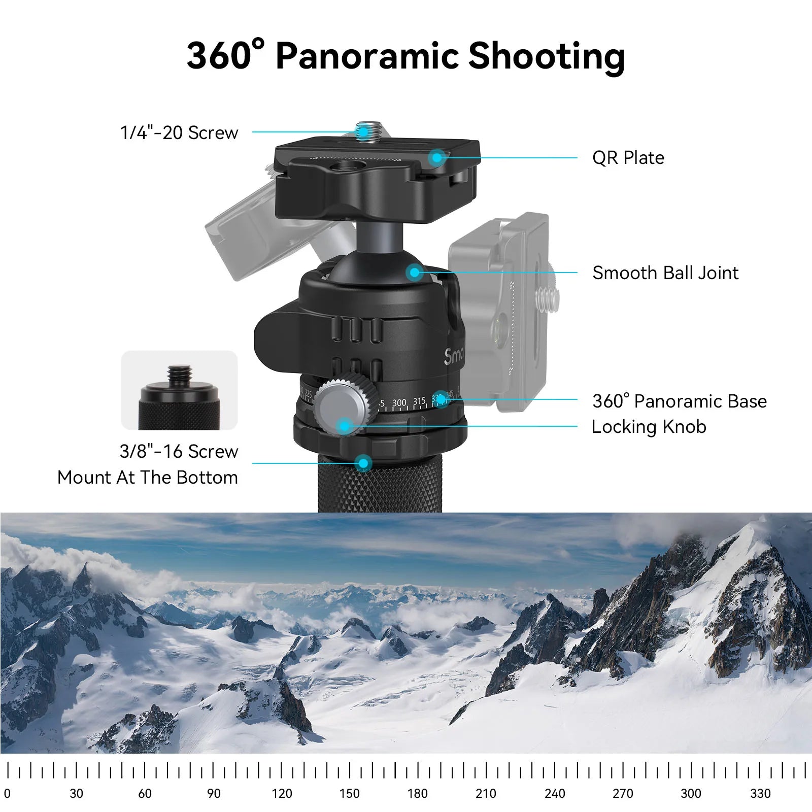 SmallRig Carbon Fiber Tripod with Center Column AP-20 Stable and Lightweight Carbon Fiber Legs Load 12kg Quickly Adjustable 4059