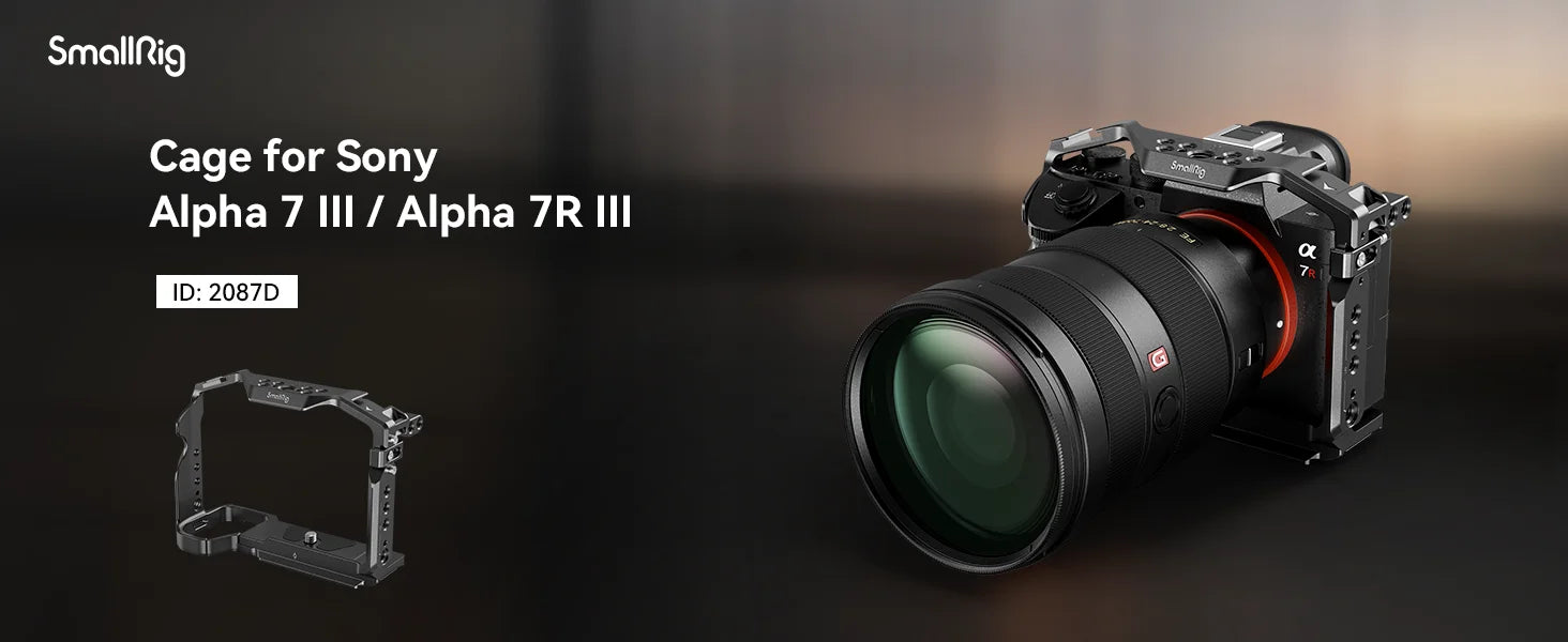 SmallRig Cage for Sony A7 III / A7R III, Aluminum Alloy Cage with Arca Quick Release Plate, Built-in Cold Shoe, NATO Rail 2087D