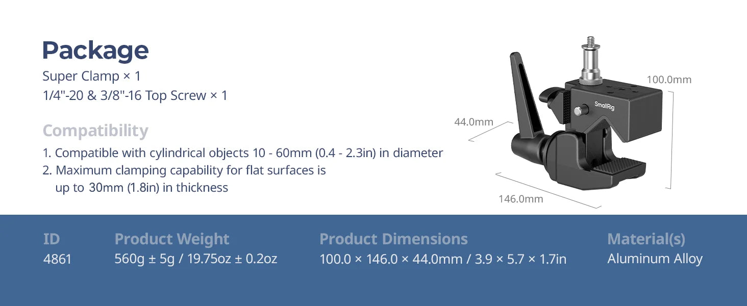 SmallRig Super Clamp Support Kit