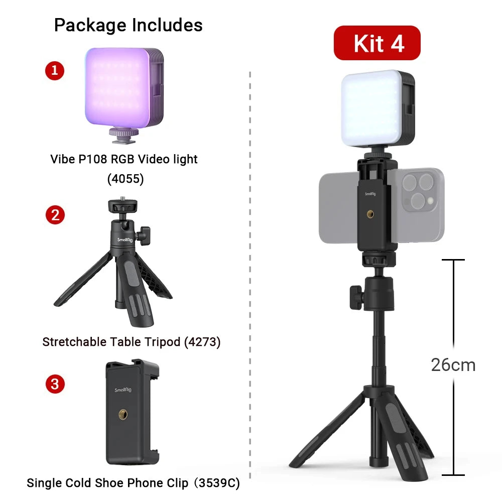 SmallRig Vigor Vlog Kit Compact and Stretchable Tripod Grip Selfie Stick Mode
