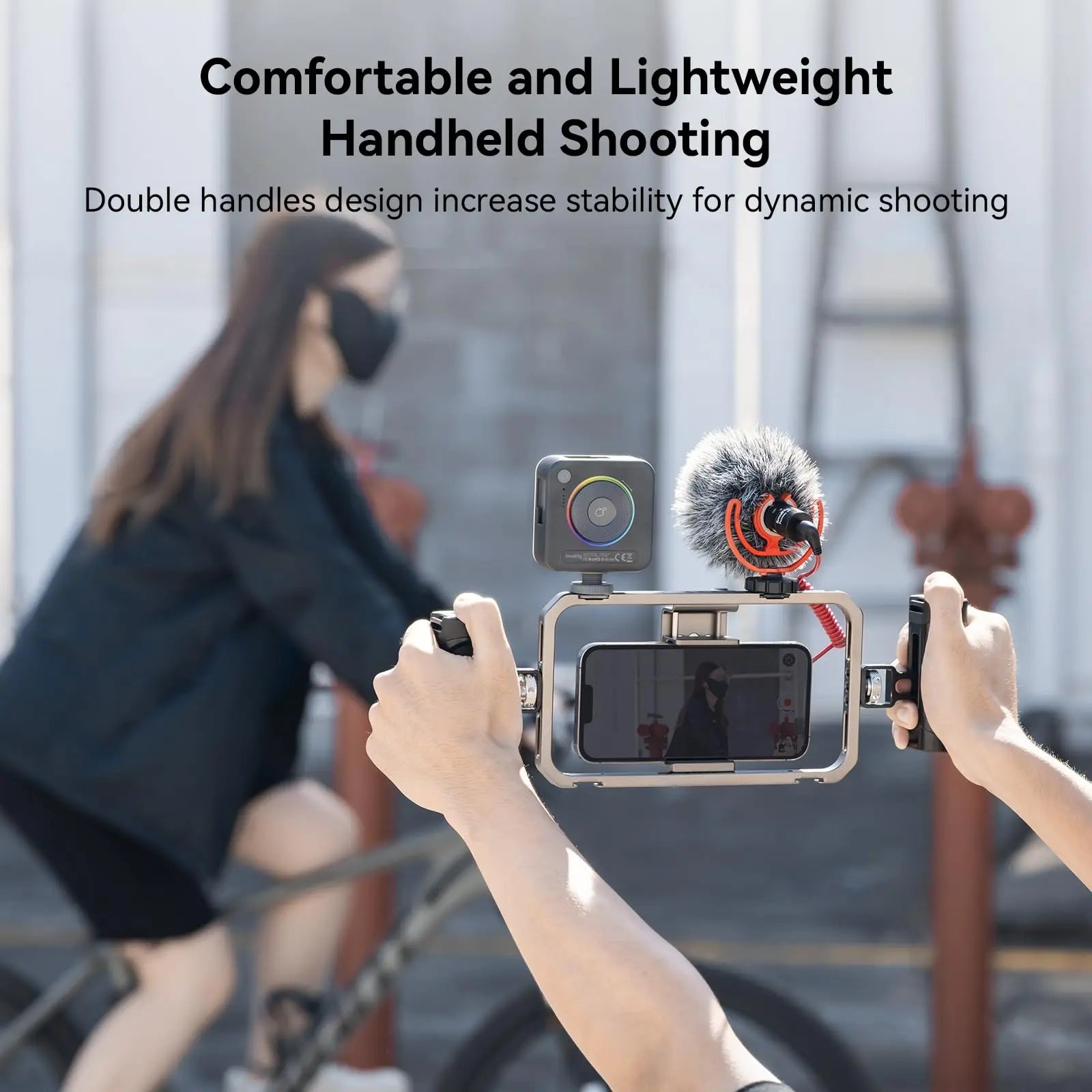 SmallRig Universal Phone Cage Smartphone Video Rig Kit with Handles, Handheld Filmmaking Vlogging Case