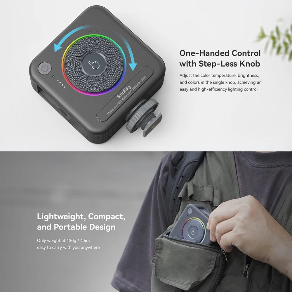 SmallRig P108 RGB Video Light,Portable LED Camera Lights 360°