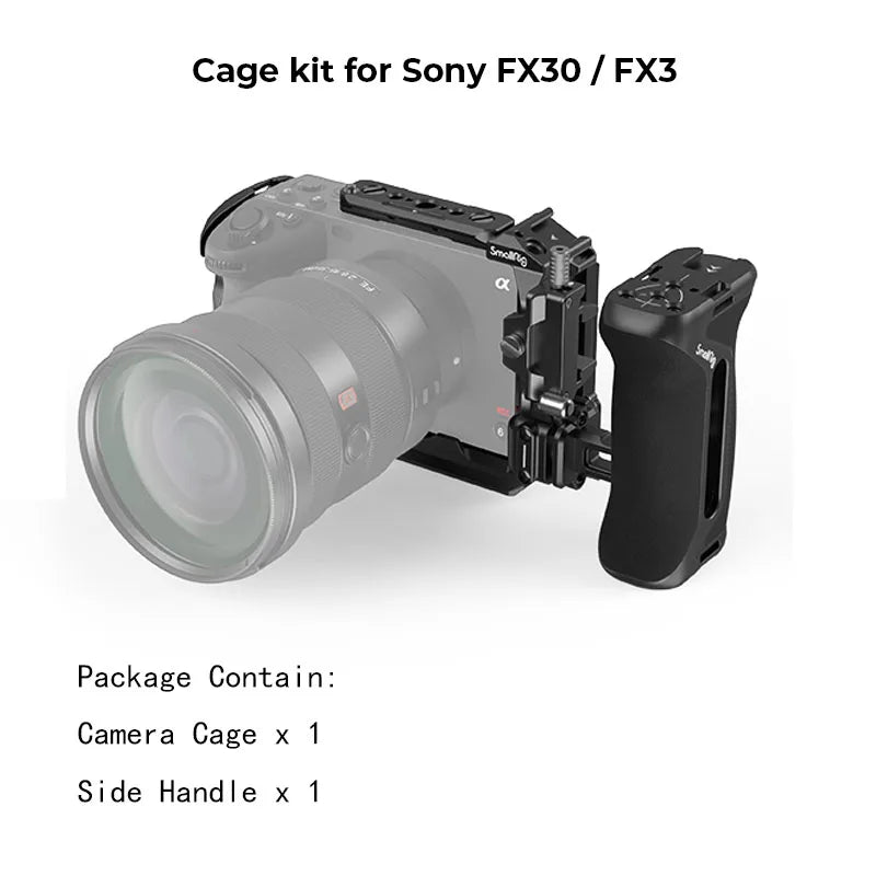 SmallRig Cage for Sony FX30 FX3, with Nato Rail Cable Clamp Cold Shoe, FX30 Camera Cage Compatible with Original XLR Handle-4183