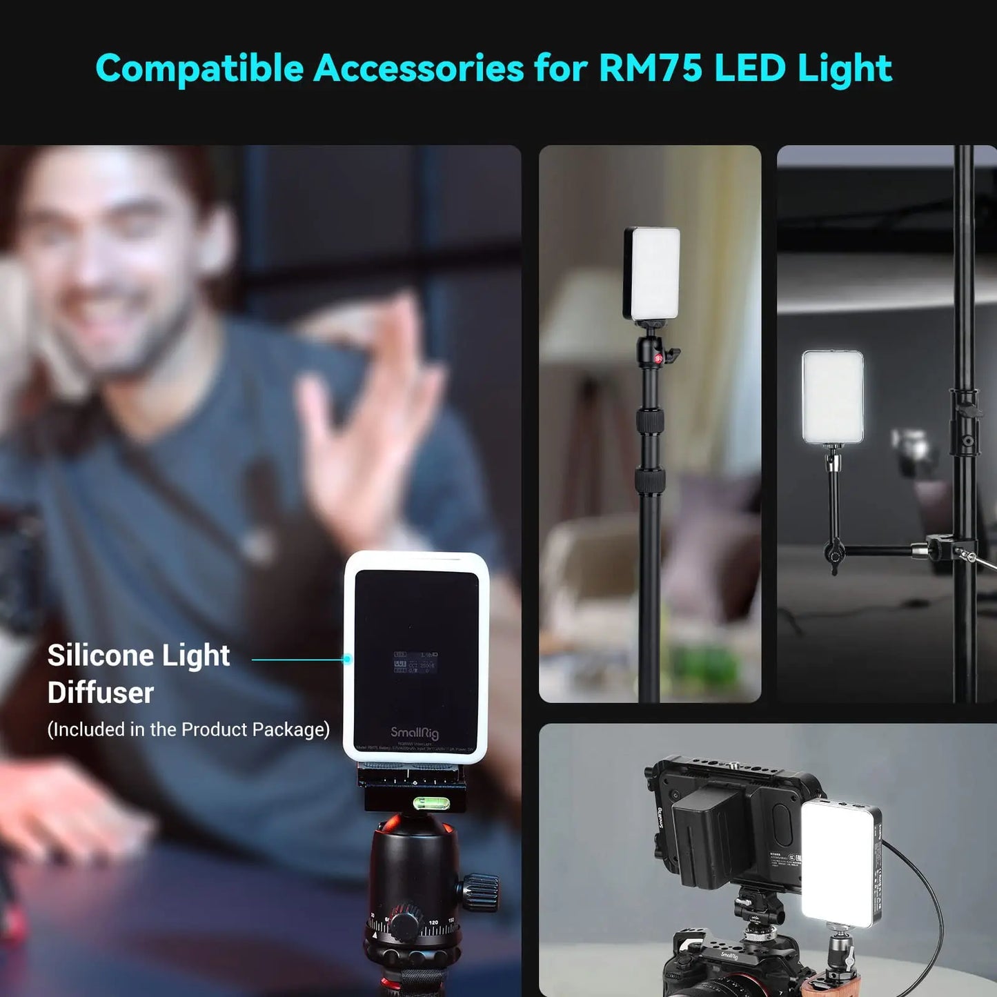 SmallRig RM75 RGB Magnetic Video Light RGBWW Full Color Portable App LED Light Panel 4000mAh Battery for Vlogging Photography