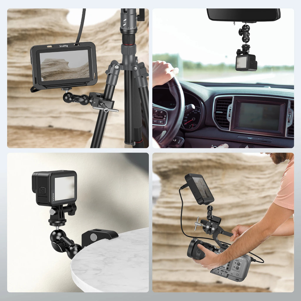 Kit de abrazadera en forma de cangrejo SmallRig con brazo mágico de cabeza esférica multifunción con abrazadera inferior para cámaras cardán DJI RS Monitor LCD