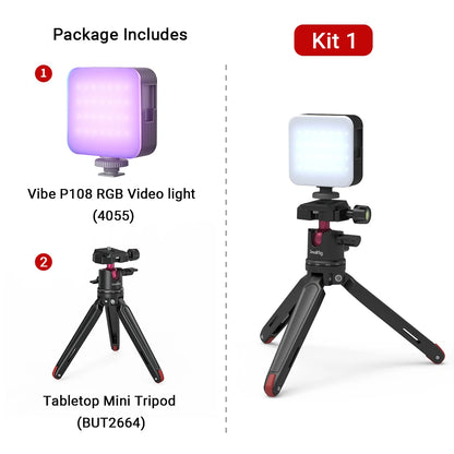 SmallRig Portable Vibe P108 RGB Video Light Smart Light 130mins long-lasting Pocket Size 108 LED Beads Floodlights 4055