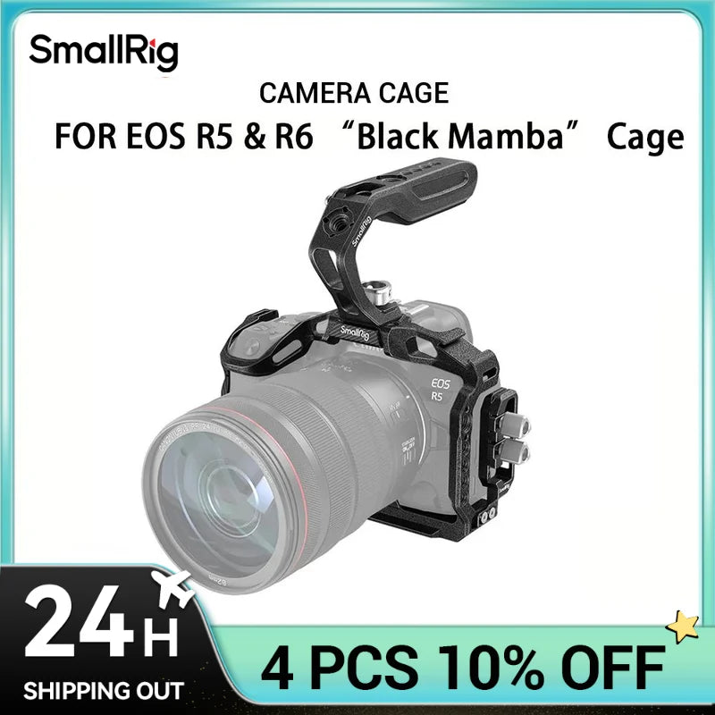 SmallRig Black Mamba Camera Cage with cable clamp and Top Handle Kit for Canon EOS R5 & R6 & R5 C Camera 3233/3234