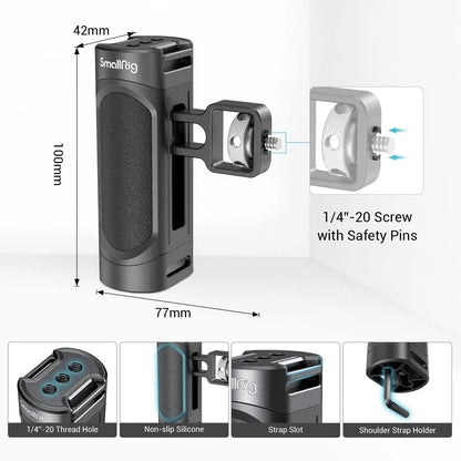 SmallRig Side Handle for iPhone 14 Smartphone Cage Phone Video Rig Lightweight 1/4 Threads Universal Quick Release Handgrip 2772