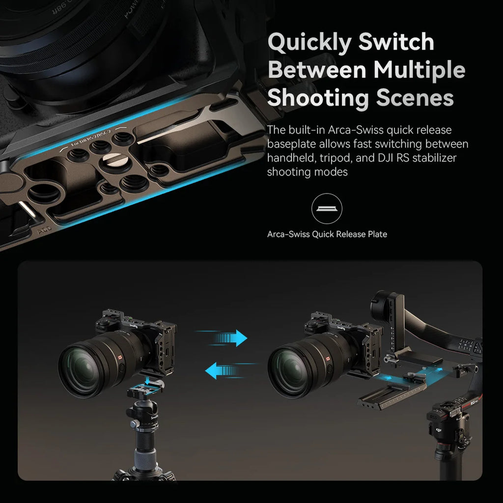 SmallRig Cage Kit / Half Cage / Baseplate / Dual Cold Shoe Mount Plate / for Sony Alpha 6700 With Multiple Mounting Points A6700