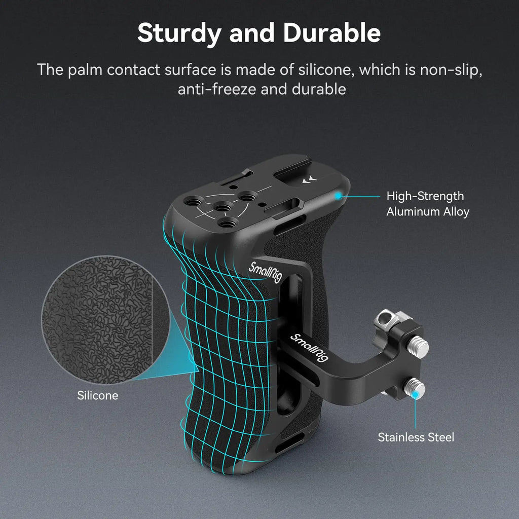 SmallRig DSLR Camera Hand Grip Aluminum Universal Side Handle W/ Screw Mounting Holes &Cold Shoe for Microphone DIY Options 4015