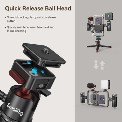 SmallRig Universal SmartPhone Cage & for iPhone 14/13 Pro/Pro Max With Foldable Handles Wireless Controls Rig for iPhone 14 /13/12