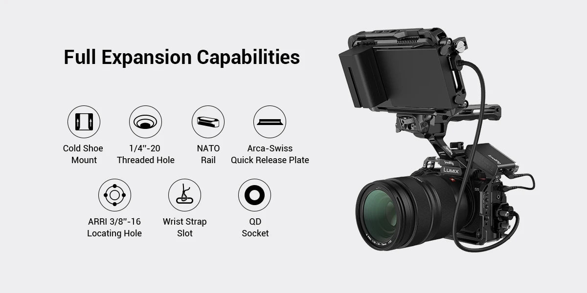 SmallRig Cage for Panasonic LUMIX S5 II Full Cage Kit with NATO Rails Cold Shoe Mounts Arca-Swiss Quick-Release Plate