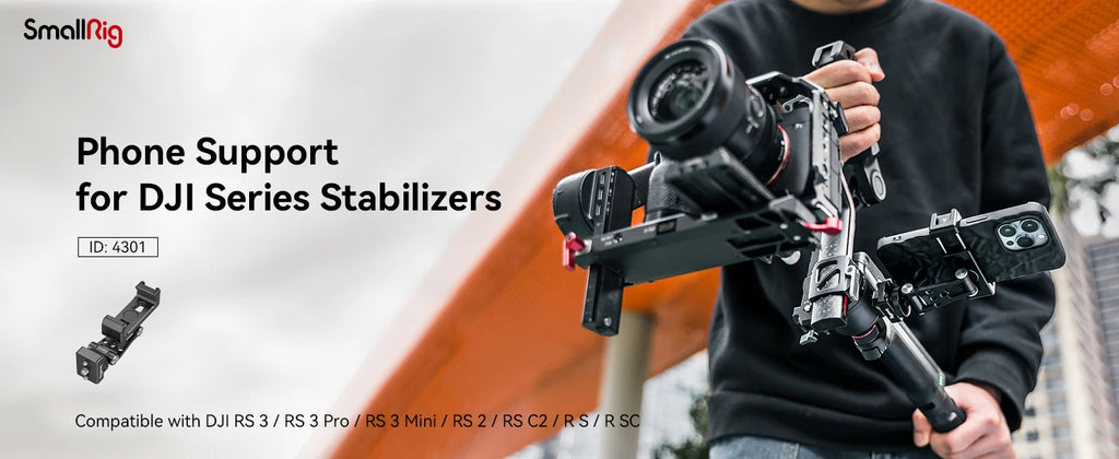 SmallRig Phone Support for DJI Stabilizers,Adjustment Phone Mount Adapter with 1/4"
