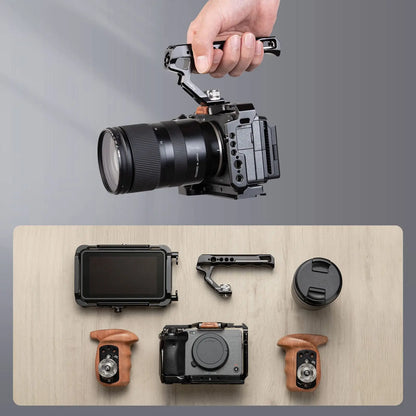 SmallRig Top Handle with Locating Holes for ARRI for Camera Cage, Ergonomic Design, with Anti-Off Designed Cold Shoe Adapter
