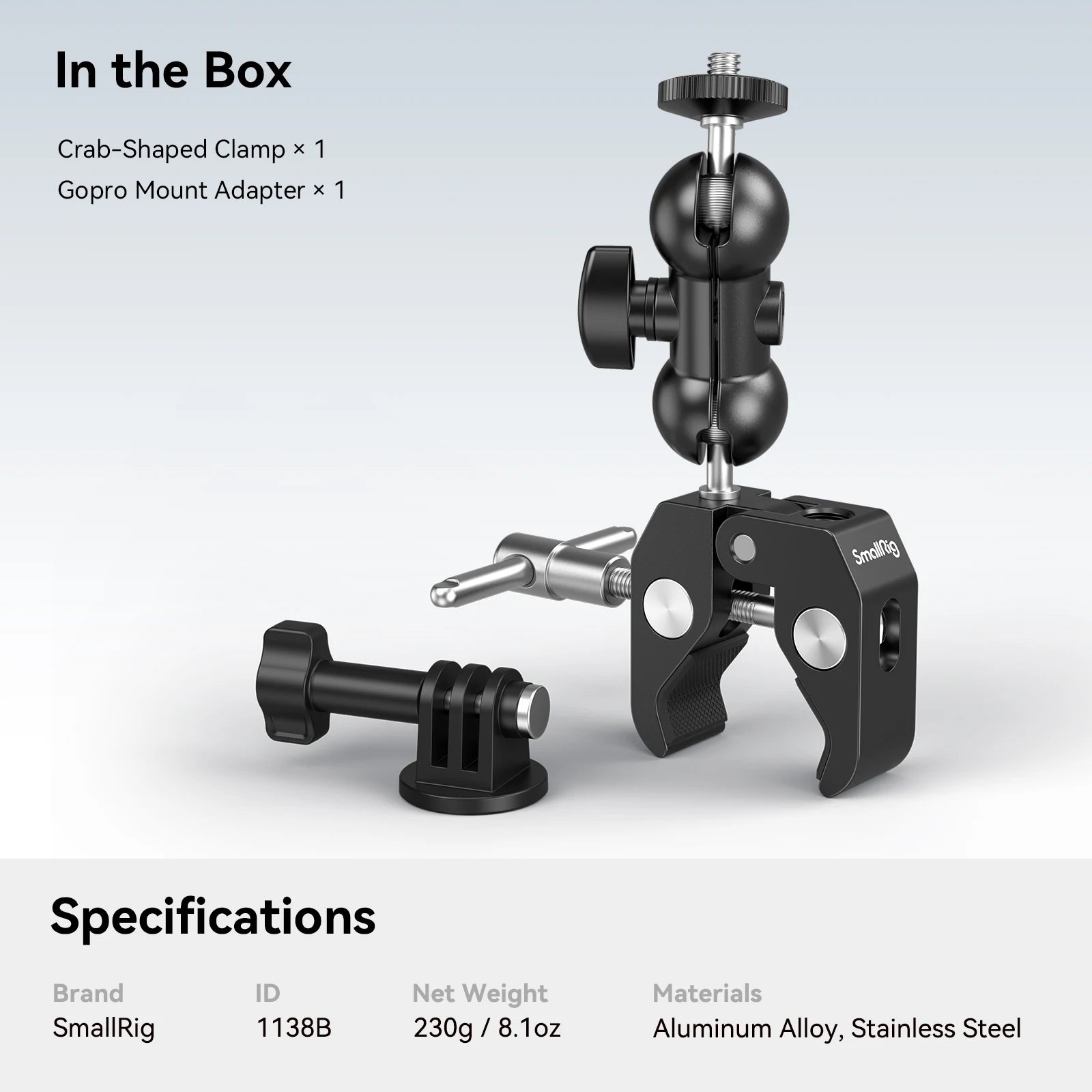Kit de abrazadera en forma de cangrejo SmallRig con brazo mágico de cabeza esférica multifunción con abrazadera inferior para cámaras cardán DJI RS Monitor LCD