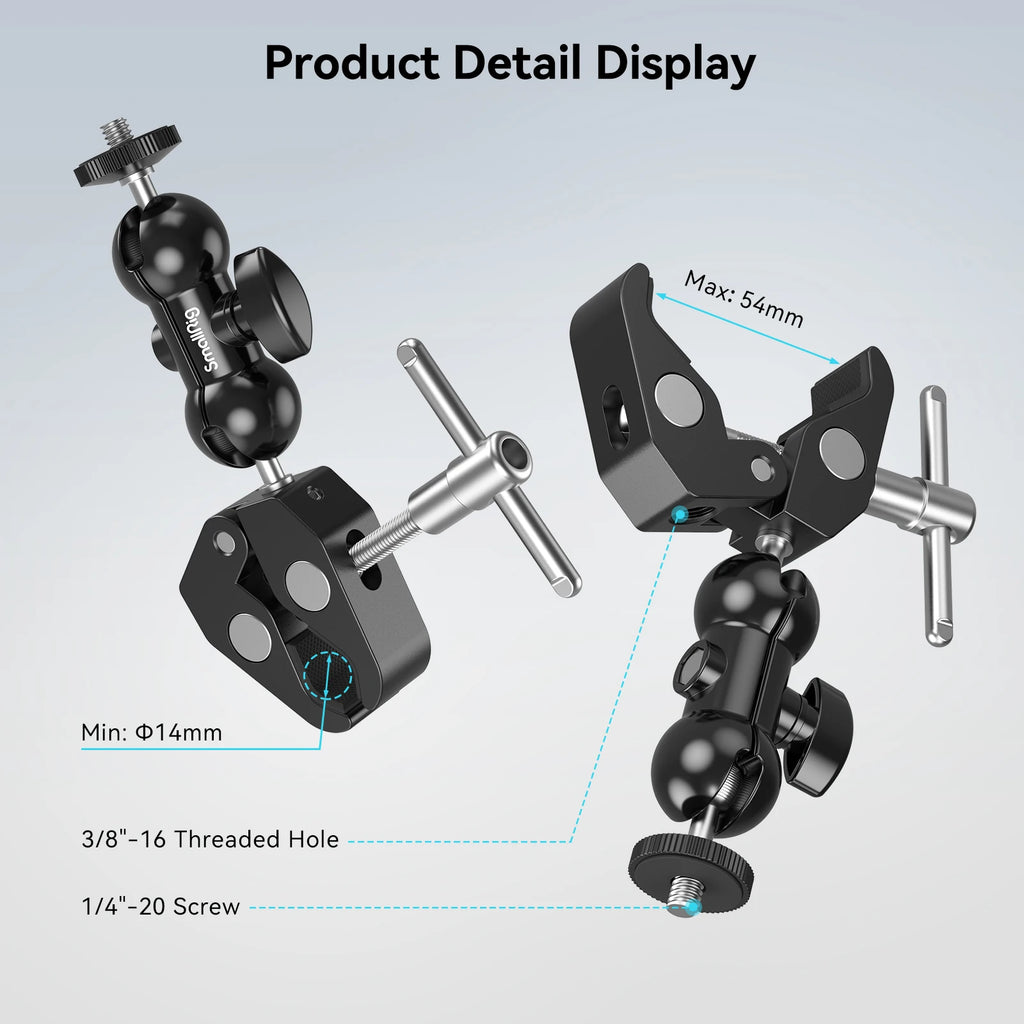 Kit de abrazadera en forma de cangrejo SmallRig con brazo mágico de cabeza esférica multifunción con abrazadera inferior para cámaras cardán DJI RS Monitor LCD