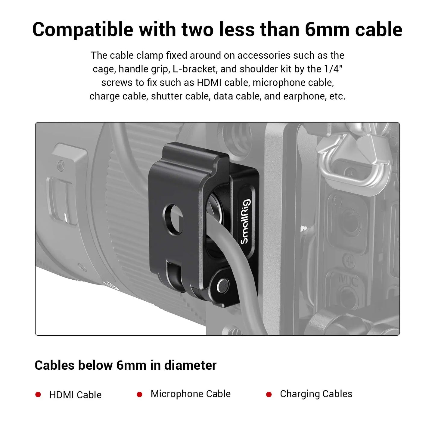 SmallRig Universal Spring Cable Clamp (2 pcs), Lightweight and Portable Cable Clamp Suit for Cables, Charging Cables MD2418