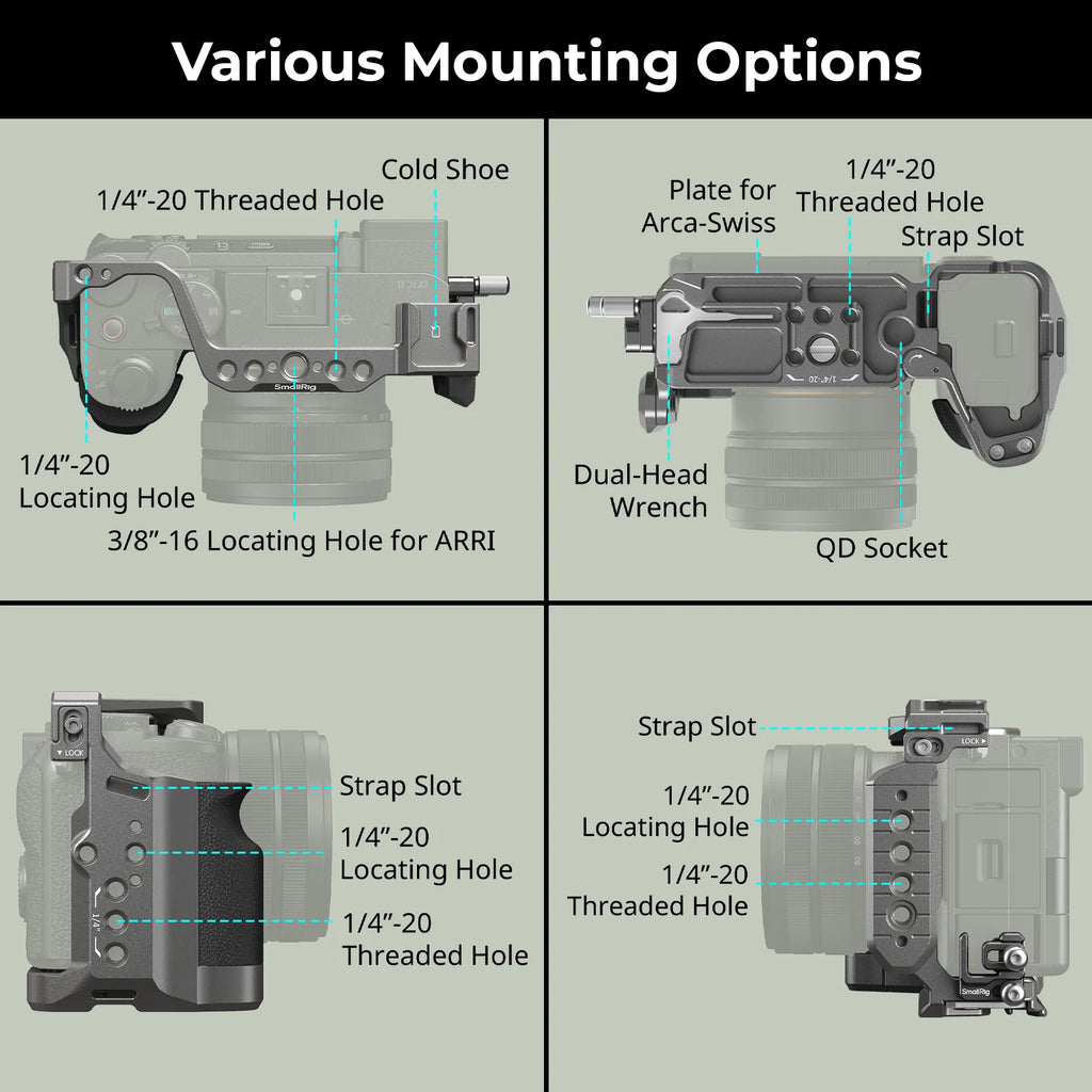SmallRig A7C II / A7CR “HawkLock” Quick Release Cage Kit with Silicone Handle for Sony Alpha 7C II / 7CR 5198