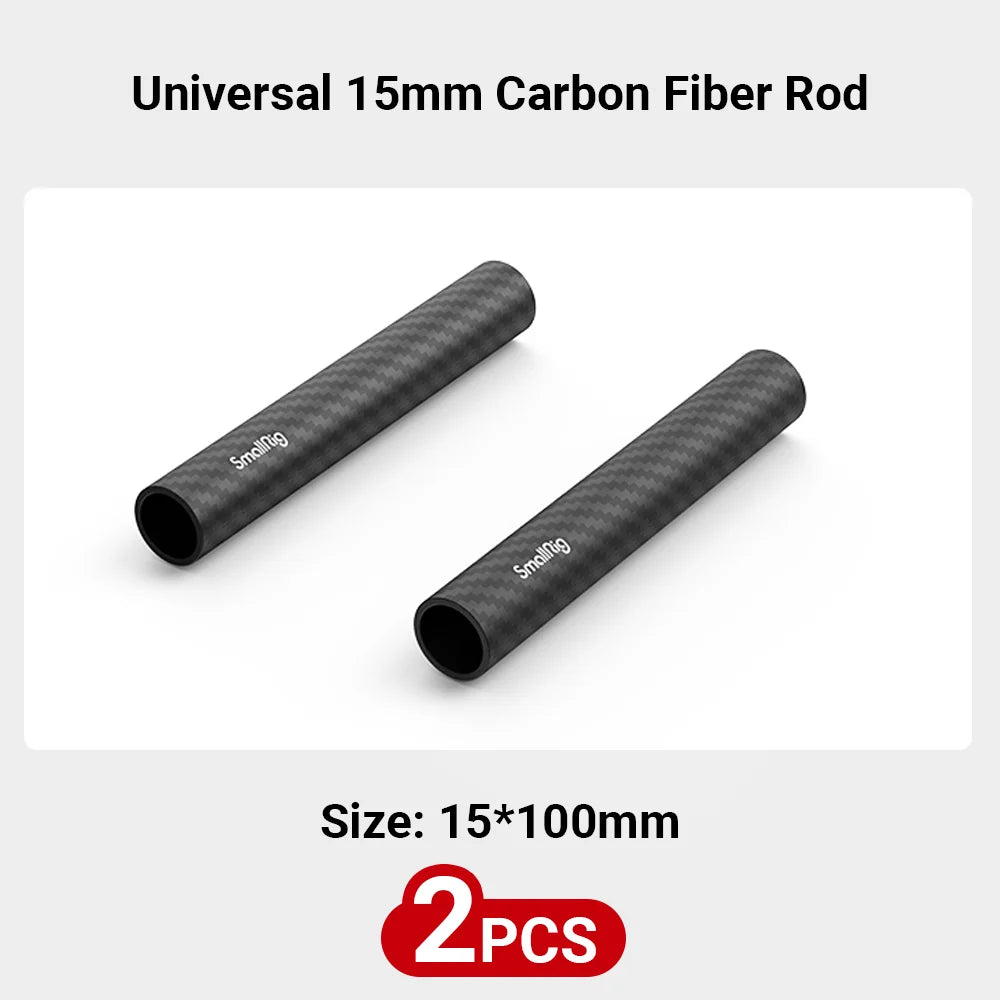 SmallRig 15mm Rods Pack with M12 Thread Rod Cap Connectors Carbon Fiber / Aluminum Alloy Rods Combination Camera Rail Rod