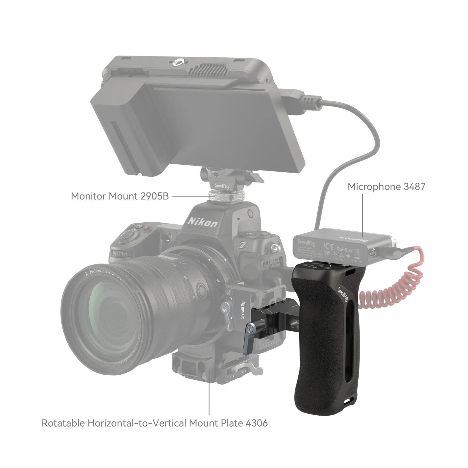 SmallRig Arca-Type Side Handle Designed to Facilitate Camera Movement and Stabilize Dualhand Shooting for ARCA-Swiss Mount Plate