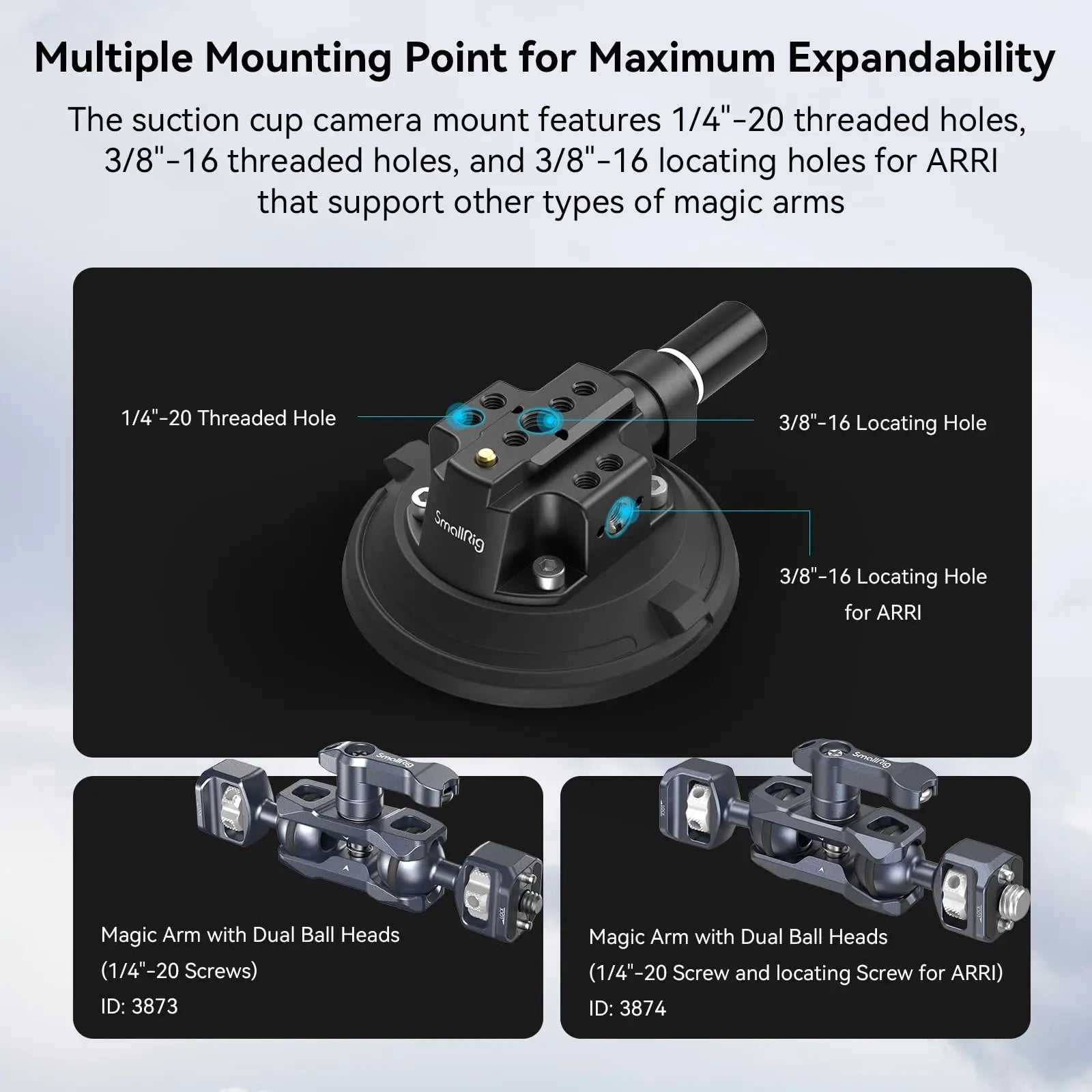 SmallRig 4" Camera Suction Mount with Ball Head Magic Arm