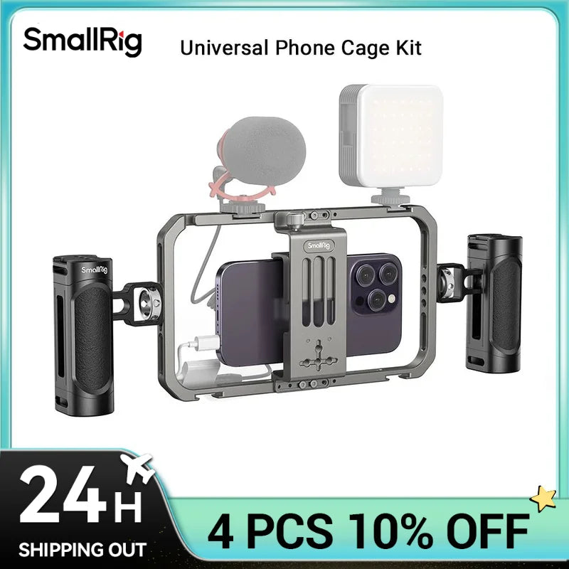 SmallRig Universal Phone Cage Smartphone Video Rig Kit with Handles, Handheld Filmmaking Vlogging Case