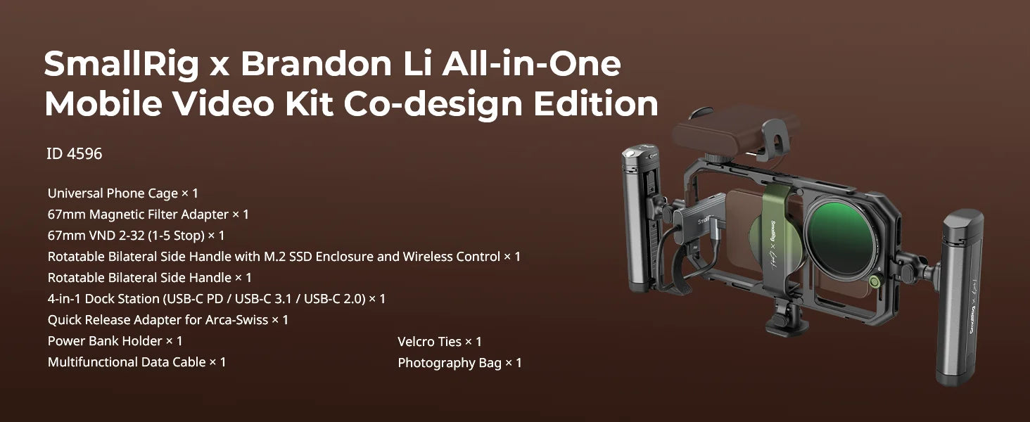 SmallRig x Brandon Li All-in-One Mobile Phone Video Kit Quick Release Cage Kit for iPhone 16 Pro / Pro Max Video Shooting 4596