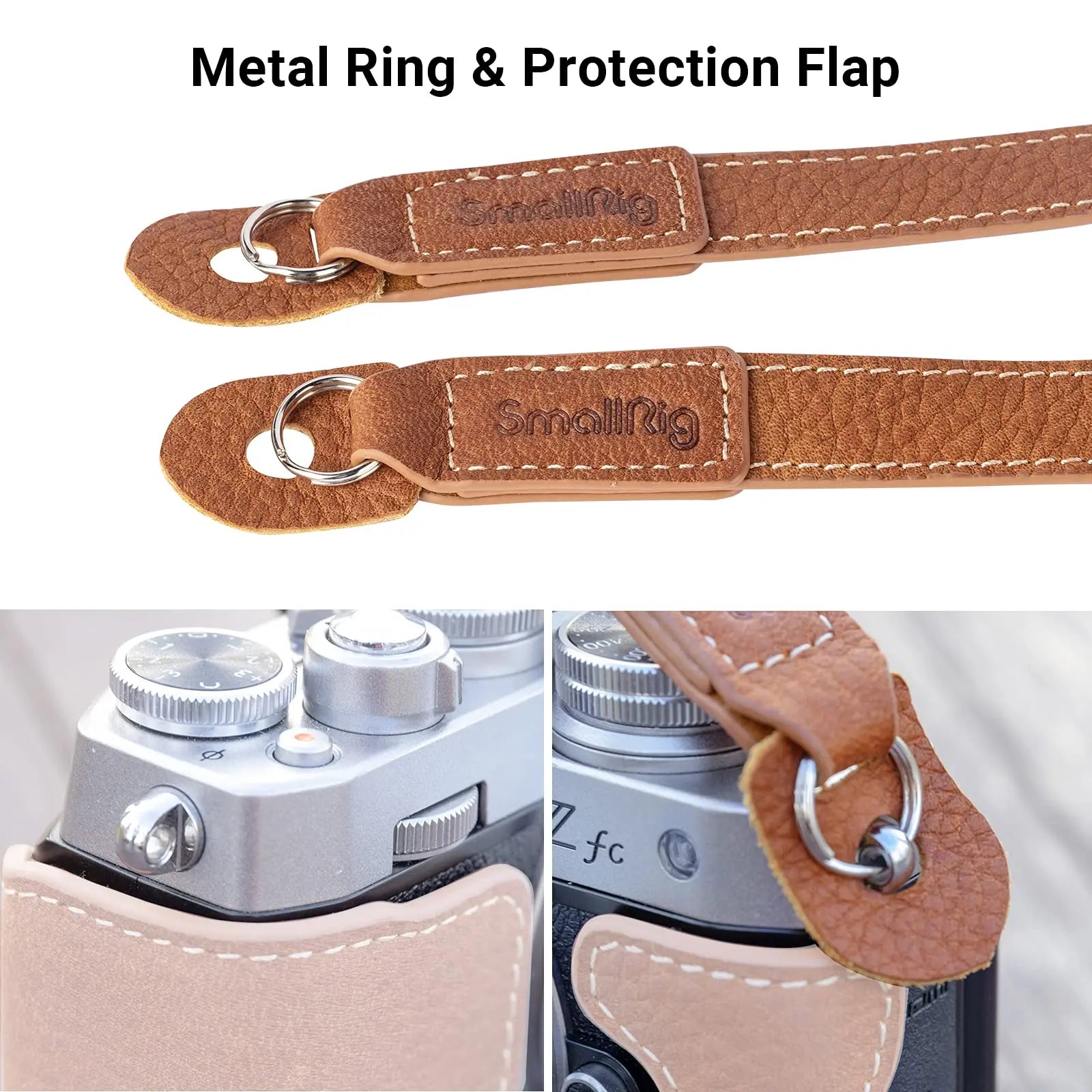 SmallRig Leather Camera Strap, Vintage Brown Genuine Leather Neck Shoulder Camera Strap