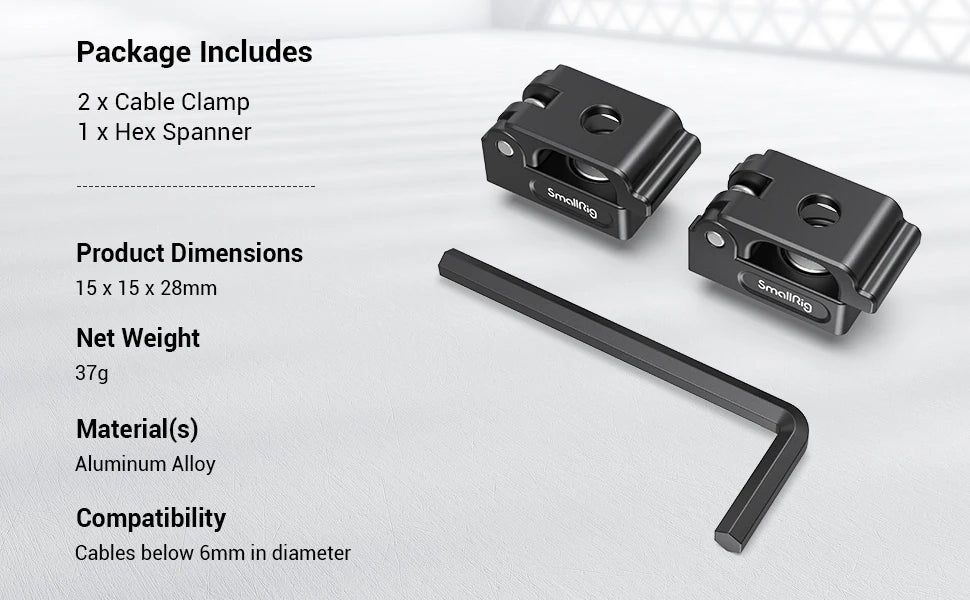 SmallRig Universal Spring Cable Clamp (2 pcs), Lightweight and Portable Cable Clamp Suit for Cables, Charging Cables MD2418