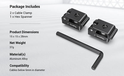 SmallRig Universal Spring Cable Clamp (2 pcs), Lightweight and Portable Cable Clamp Suit for Cables, Charging Cables MD2418