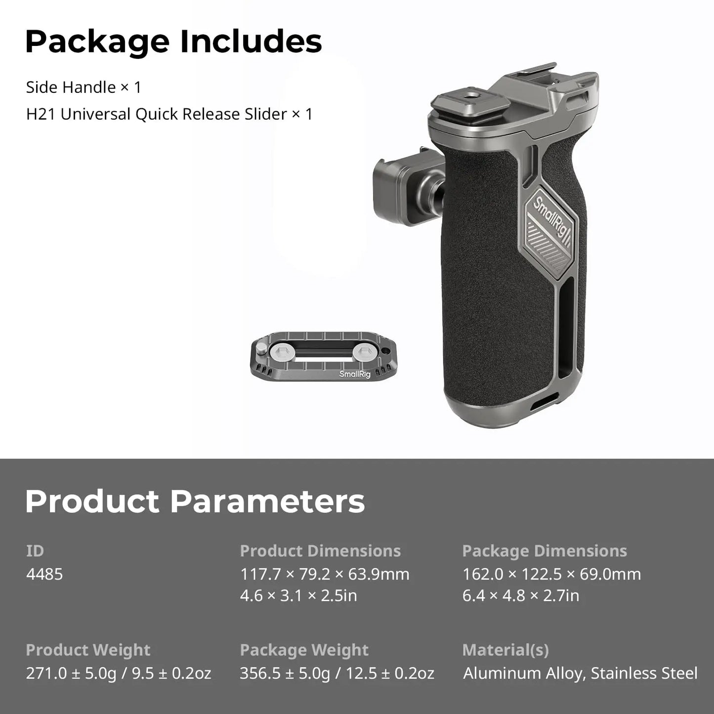 SmallRig HawkLock H21 Quick Release Rotating Side Handle Kit, Rotate 360° , Suit for H21 Quick Release Sliderl, Cages, Plates