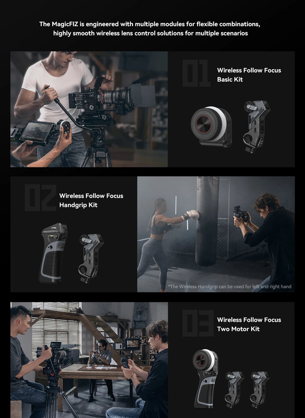 SmallRig MagicFIZ Wireless Follow Focus Two Motor Kit with Handwheel Controller, Wireless Handgrip and Two Receiver Motor