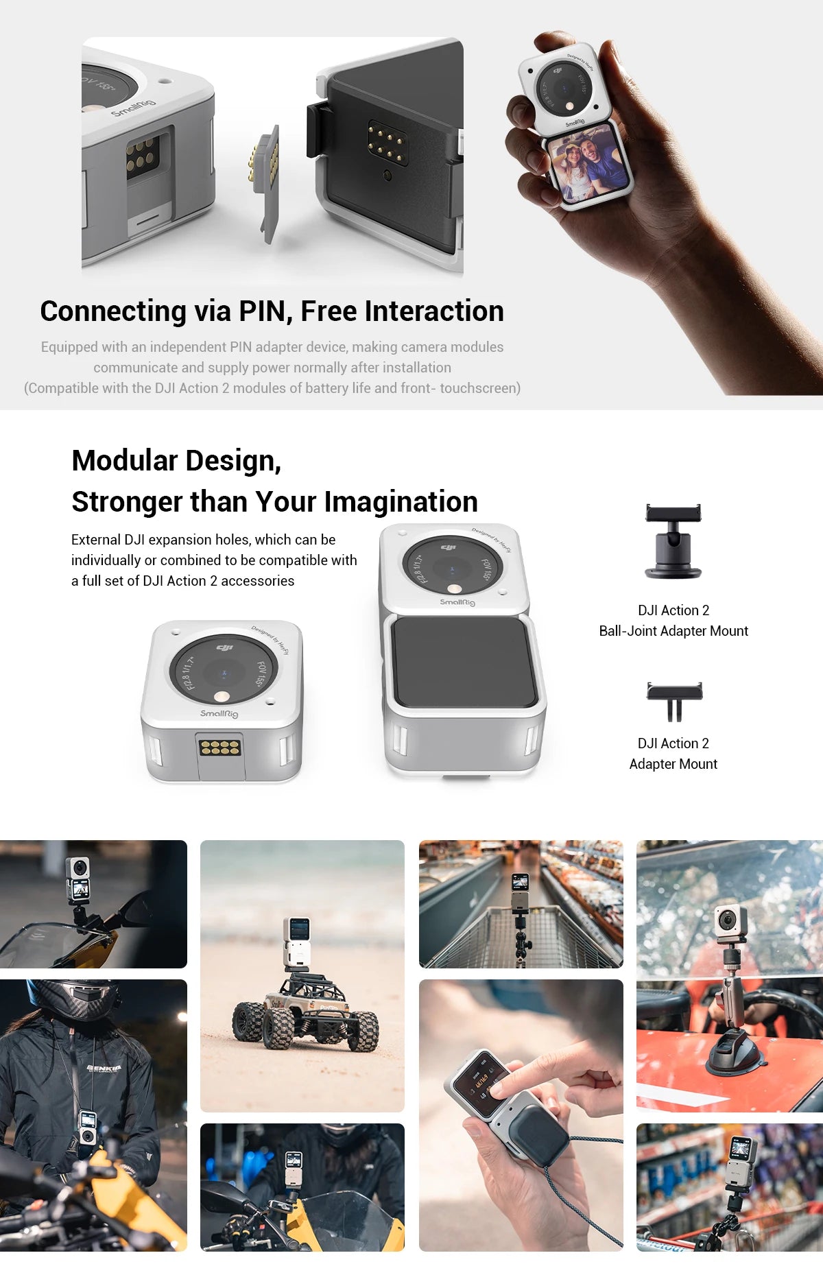 SmallRig Case For DJI Action 2 Magnetic Anti-scratch Anti-drop Anti-slip Insulation Formfitting Suits multiple Scenes 3627